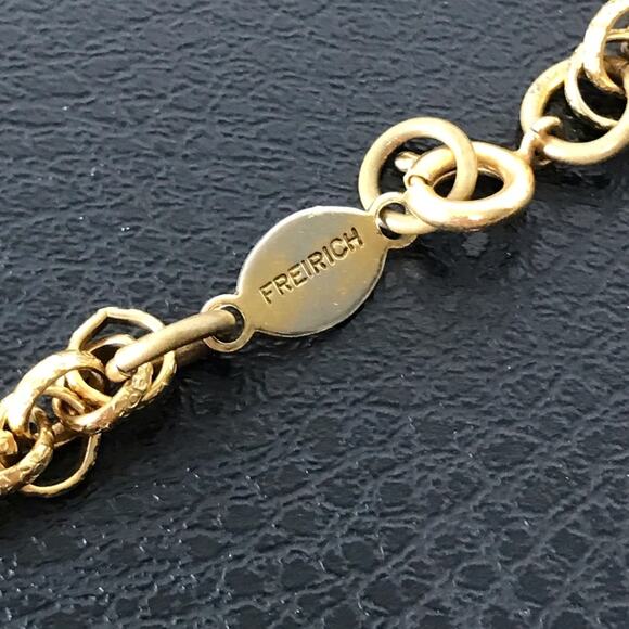 Vintage Freirich Signed 60” Gold Tone Elongated Filigree Bar Link Rope Chain - Picture 16 of 16